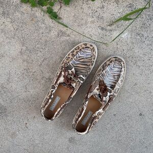 Animal Print Sequin Sneakers with Laces